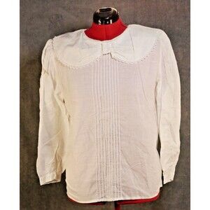 Vintage Objectives Blouse Womens Sz 14 White Long Sleeve